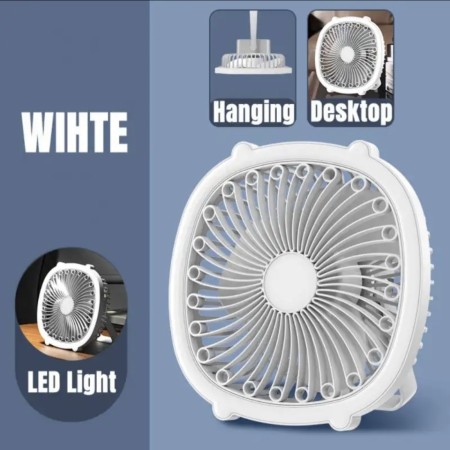 High Quality two-in-one USB charging fan night light fan desktop mini fan with fill light- White