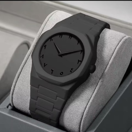 Arabic Digital Plastic Carbon Fiber (46gm) body Strap Quartz Mens Watch Casual Waterproof - Black