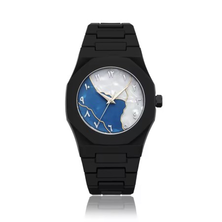 Arabic Digital Plastic Carbon Fiber (46gm) body Strap Quartz Mens Watch Casual Waterproof - Black & Blue