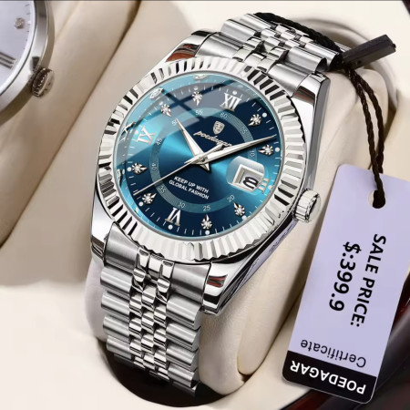 POEDAGAR 910 Luxury Style Men Watches Trend Fashion Wristwatch Original Quartz Watch for Man- Sky